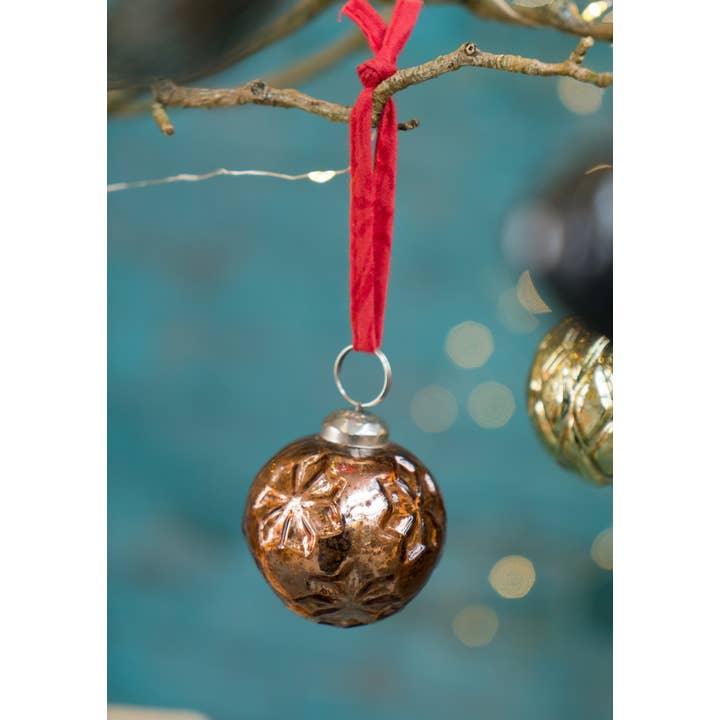 Namaste - Wholesale Christmas decoration - Set of 5 Bimala Coloured Recycled Glass Baubles2
