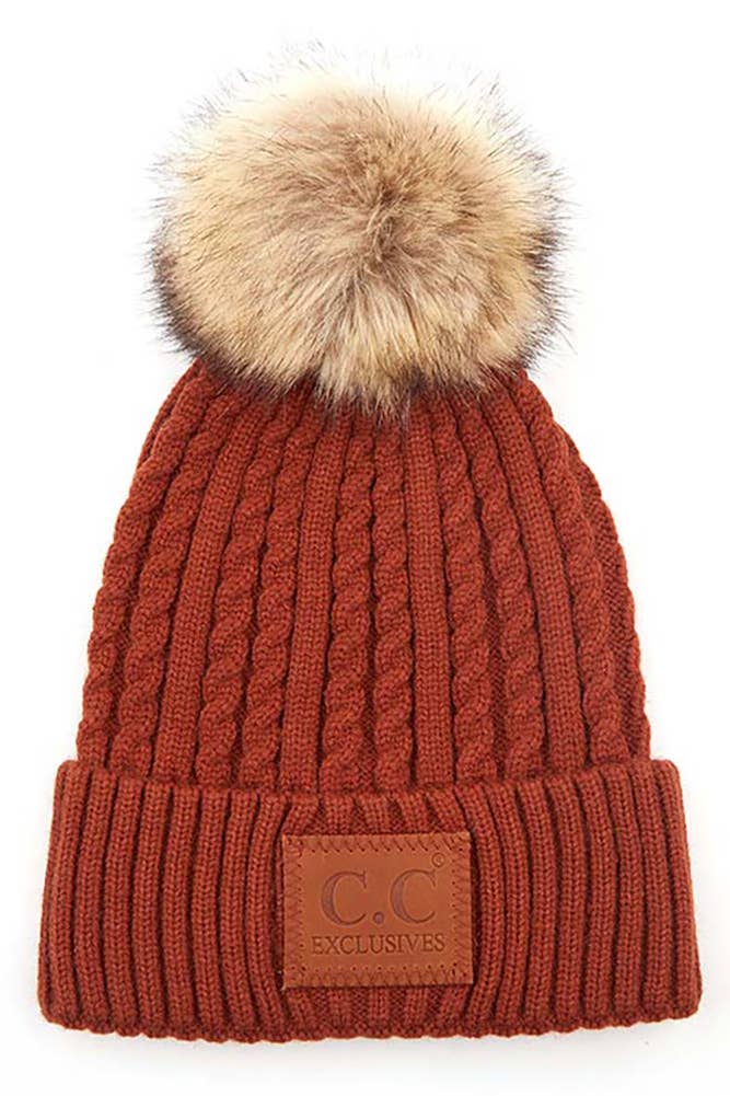 Hana - Wholesale Beanie - Women's - C.C Double Braided Beanie With Pom Winter Hat4
