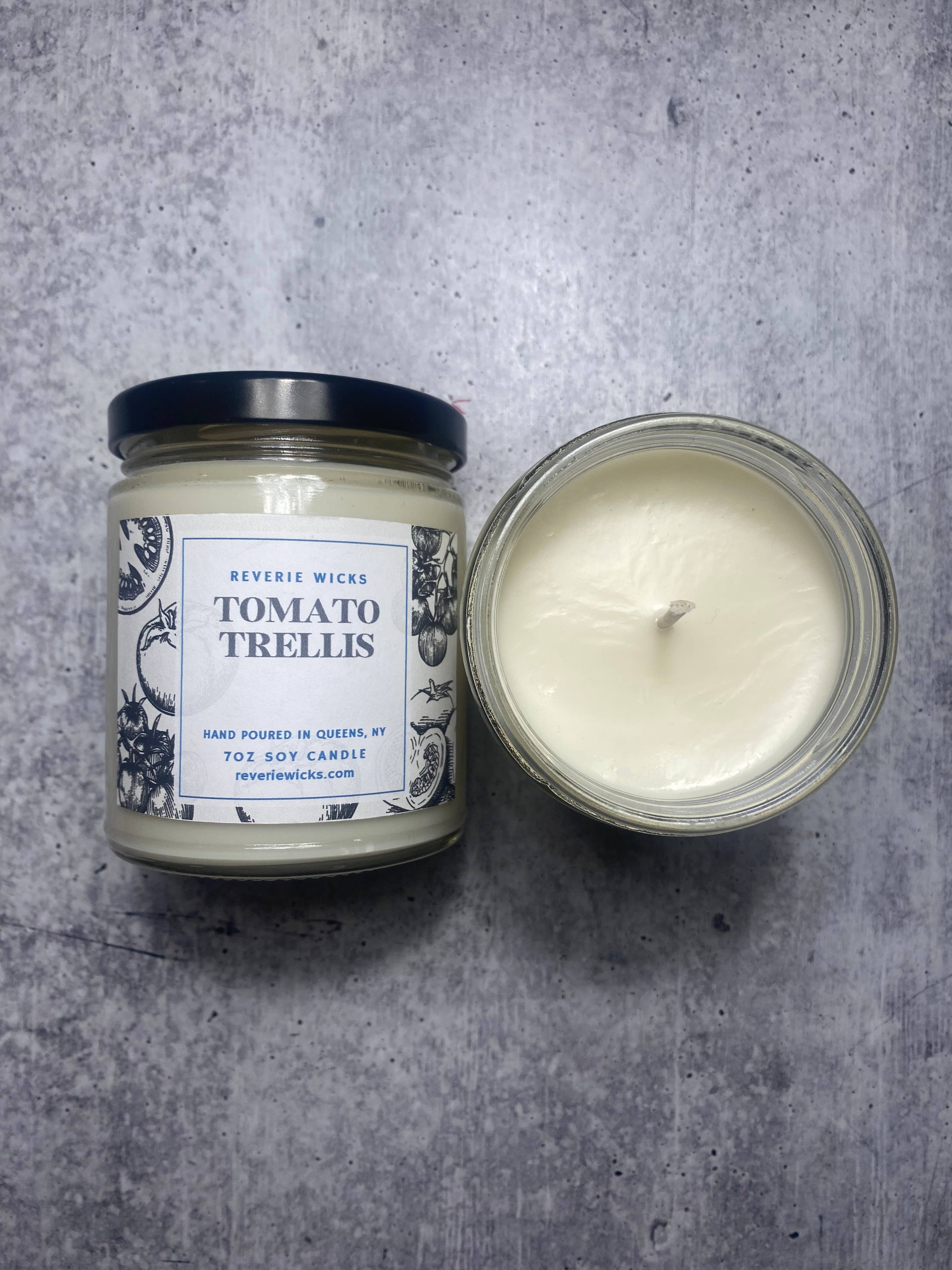 Reverie Wicks - Wholesale Jar/Filled Candle - 7 oz Tomato Trellis Natural Scented Soy Candle