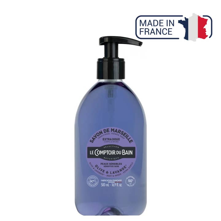 Sapone di Marsiglia liquido Oliva Lavanda - 500ml - Le Comptoir du Bain per la vendita all'ingrosso da parte di My Podologie