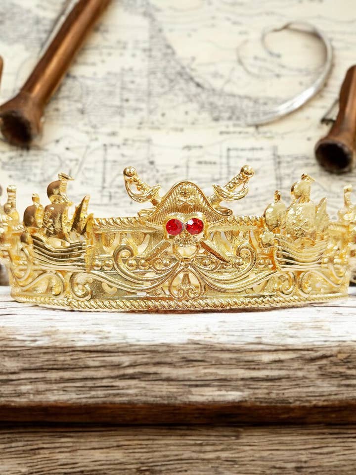Gold Skull Crown, Pirate Crystal Crown, Cosplay Costume for wholesale by Happy Dream Gifts