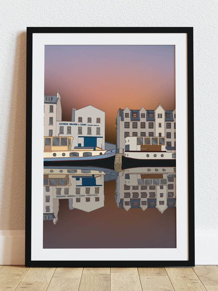 Impression artistique Timberbush Leith Shore Sunset Edinburgh pour la vente par Wayward