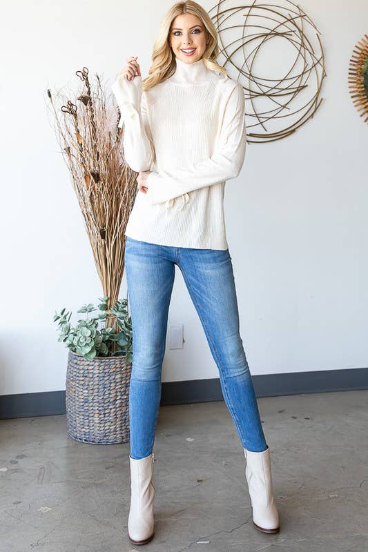 HEIMISH - Vendita all'ingrosso Top in maglia - Donna - LP137 COLLO ALTO MANICA LUNGA CON DETTAGLIO FIOCCO9