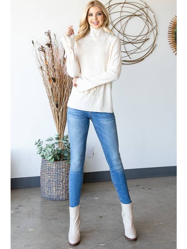 HEIMISH - Vendita all'ingrosso Top in maglia - Donna - LP137 COLLO ALTO MANICA LUNGA CON DETTAGLIO FIOCCO9