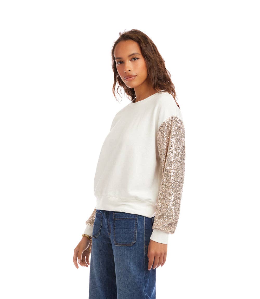 Cream Sequin Sleeve Top for wholesale on Faire2