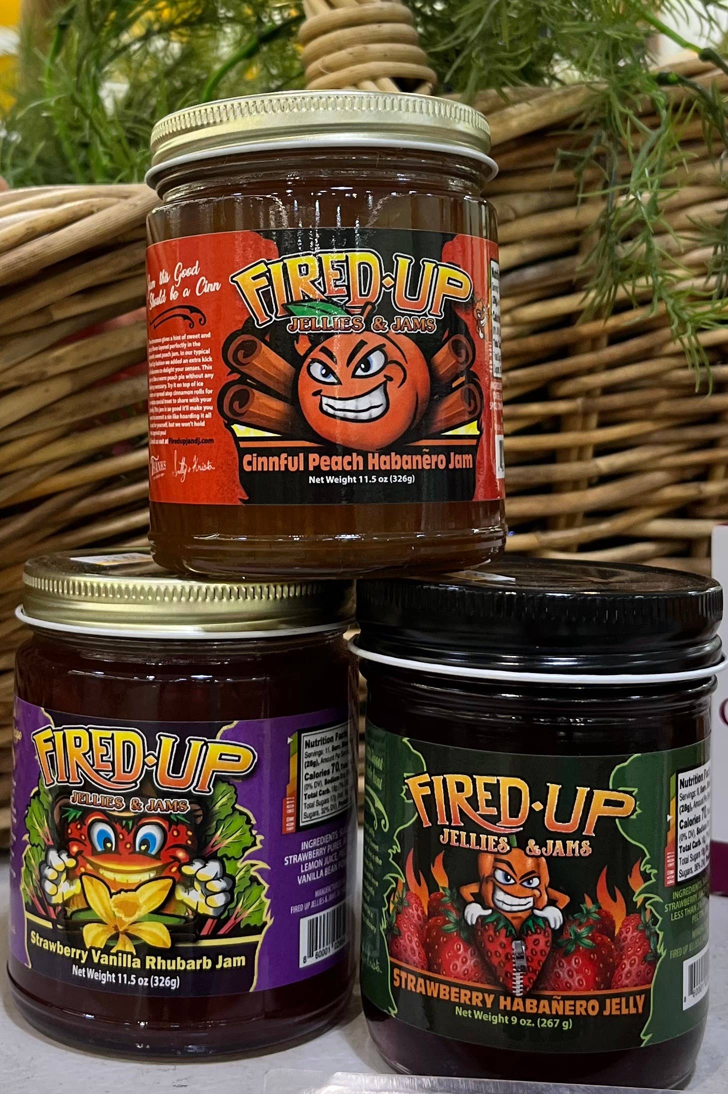 Fired Up Jellies and Jams - Wholesale Jam/Jelly - Mixed Case: 4 jars of each flavor1