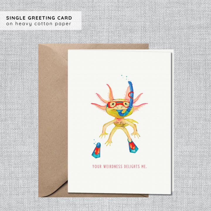 Carte d'amour Axolotl | Carte d'amitié mignonne | Carte d'anniversaire pour la vente par Gina Maher | Watercolor