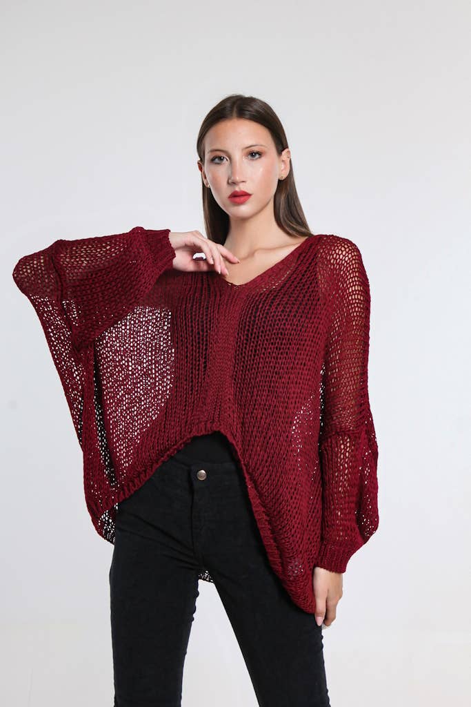 TINA Stephens Italy/Tees By Tina - Wholesale Knit Top - Women's - Adena Butterfly Open Knit Topper (BLS143)24