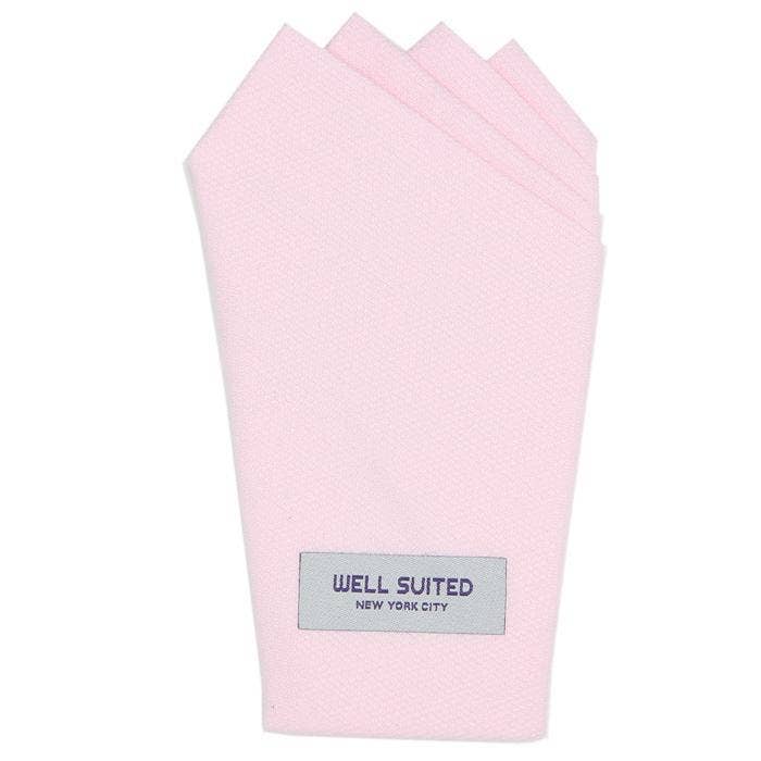 Light Pink Cotton Pique Four Point Fold Pocket Square for wholesale by Well Suited NYC