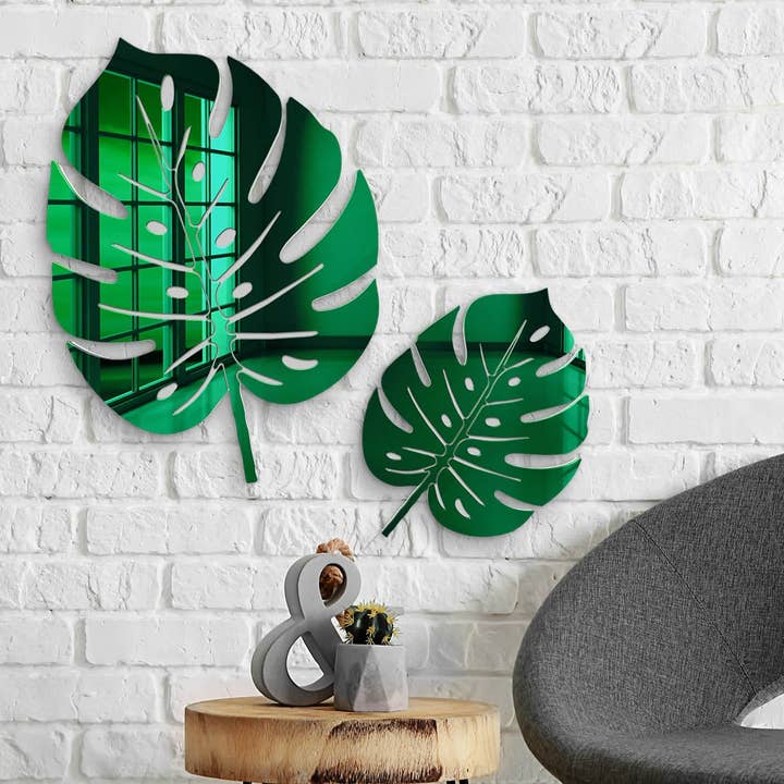 4ArtWorks - Venta al por mayor Espejos de pared - Hojas de Monstera Deliciosa | Arte acrílico | Decoración de pared con espejo3