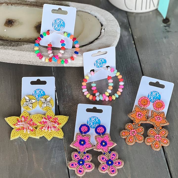 OBX Prep - Venta al por mayor Pendientes colgantes - Pendientes colgantes con cuentas de hibisco amarillo4