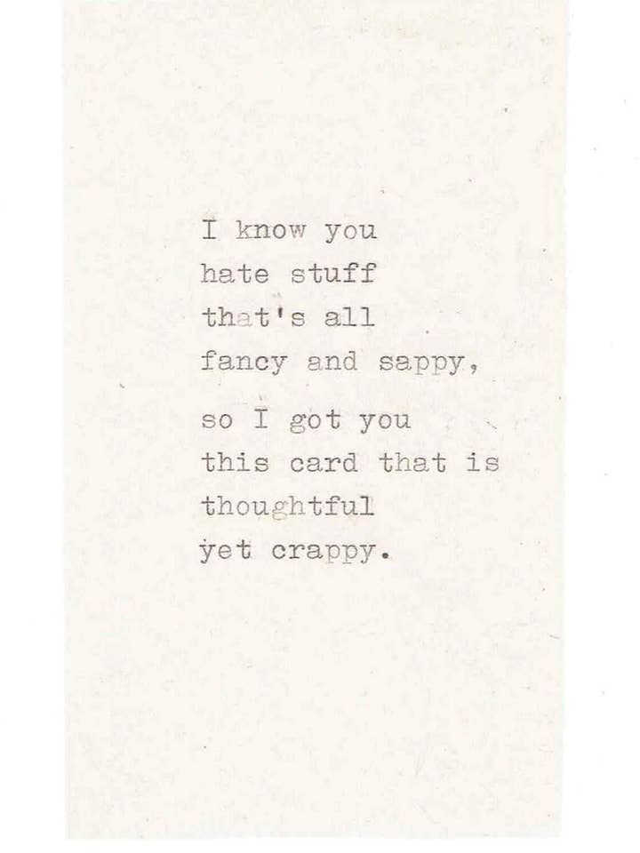 Thoughtful Yet Crappy Funny Birthday Card Anniversary Card for wholesale by BlueSpecsStudio