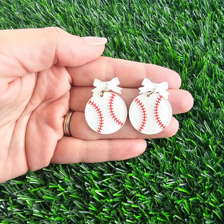 Spiffy & Splendid - Wholesale Dangle Earrings - Bow Baseball Earrings // Jewelry, Earrings, Game Day14