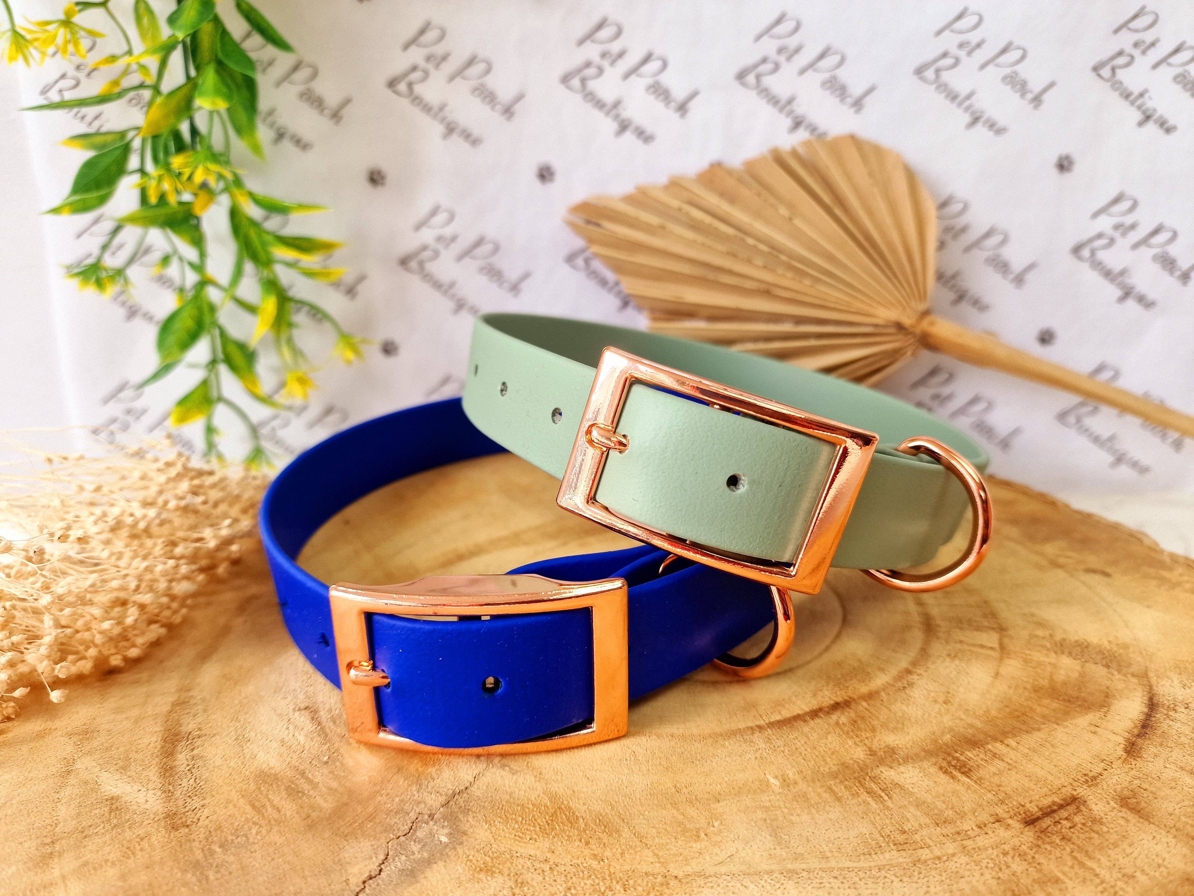 Pet Pooch Boutique - Vente Collier – chien - Collier pour chien en Biothane vert sauge - Accessoires en métal - Fait main3