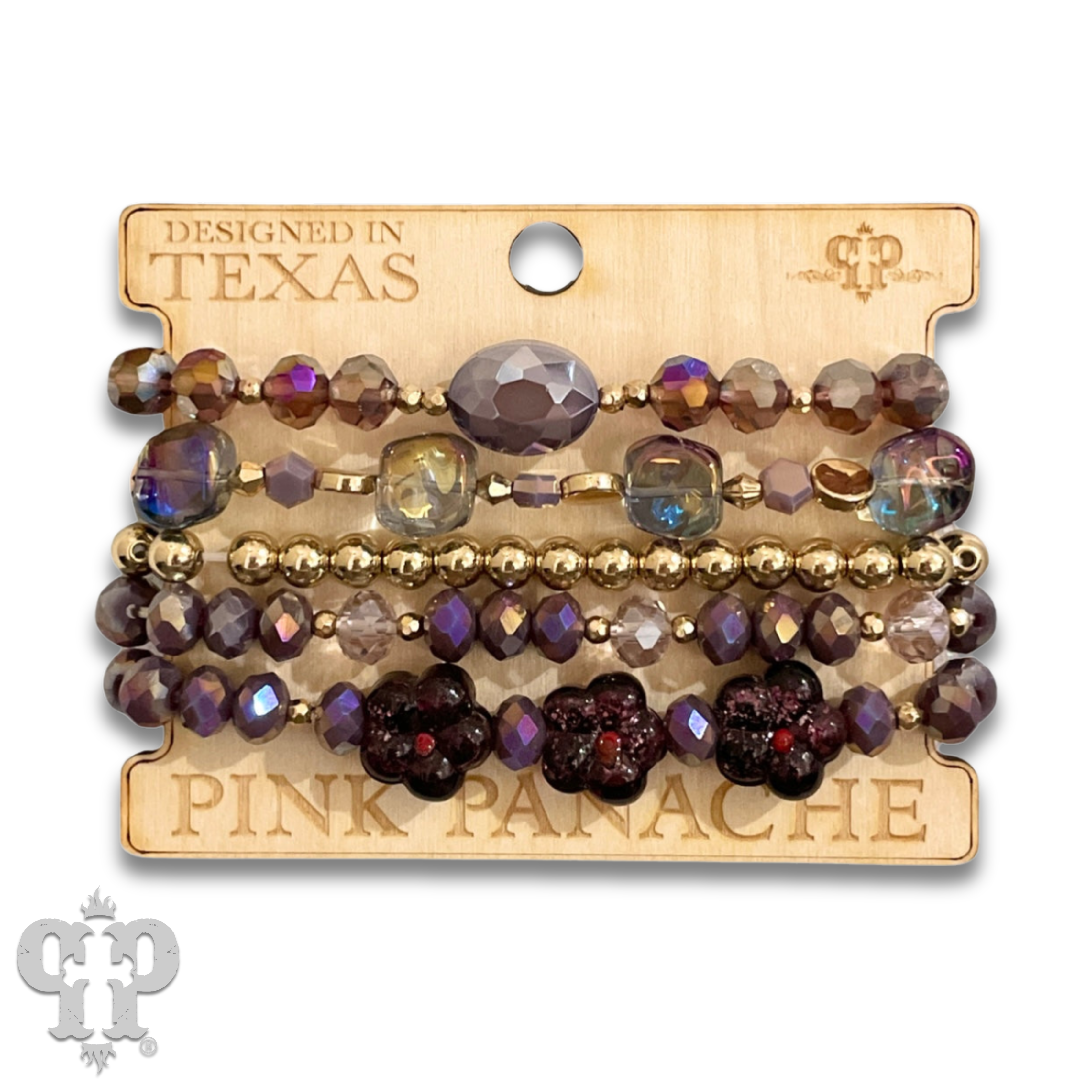 Pink Panache Brands - Wholesale Jewelry Set - Glass bead variety mix bracelet stack - LC8