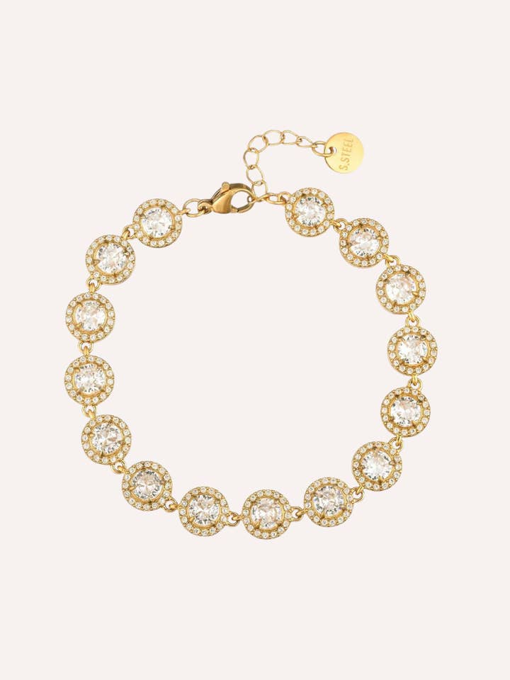 Armbånd med indfattede runde zirkoner – Halo Armbånd for engroshandel hos GioLì Jewels