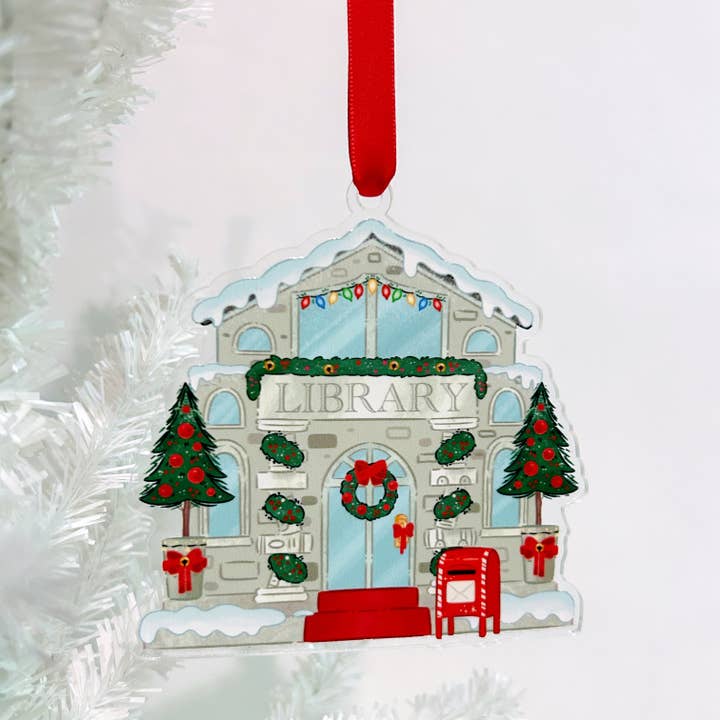 Christmas Library Ornament for wholesale by My Secret Copy