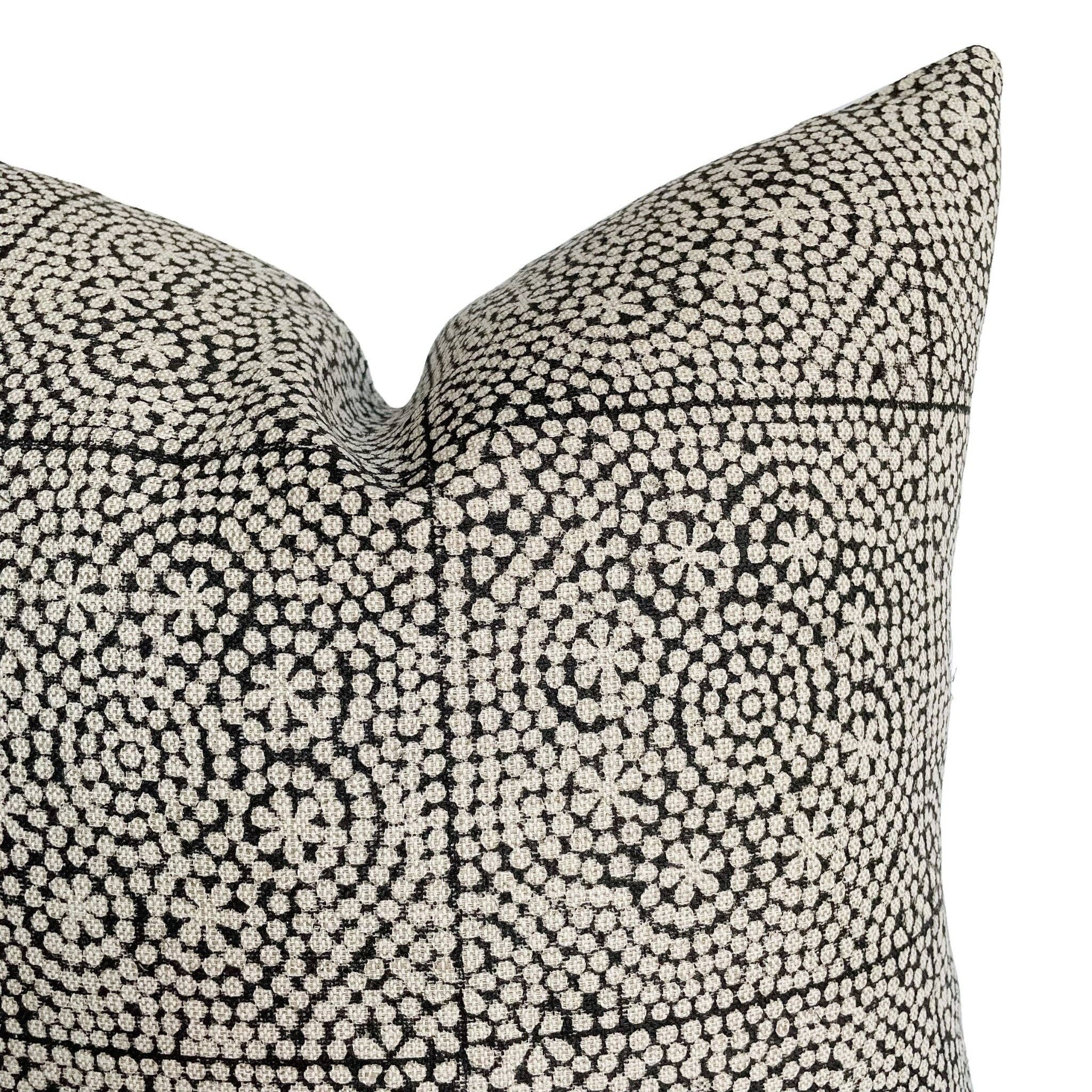 Linen & James - Wholesale Throw Pillow Cover - Elliott | Black Woven Handblock Pillow Cover1