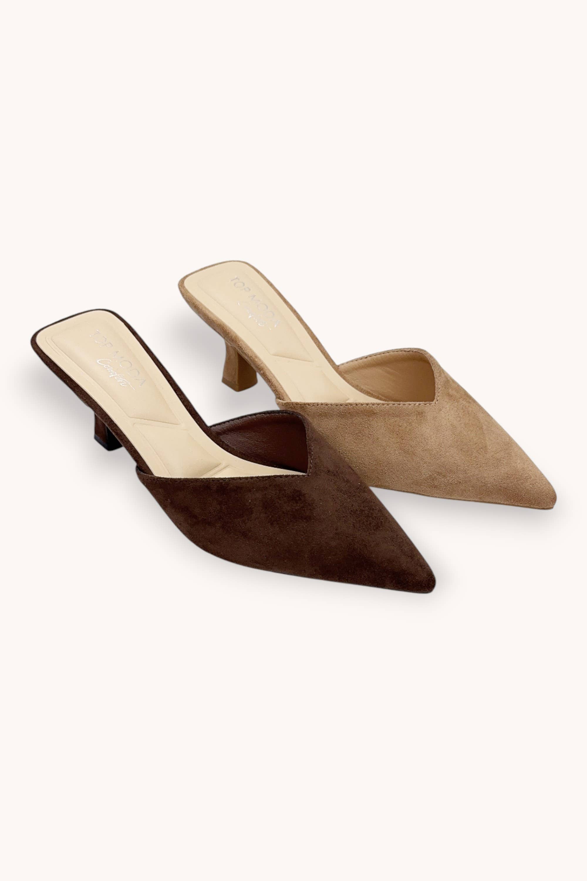 CCOCCI - Wholesale Low Heels - Women's - MORLEY-26 FAUX SUEDE POINTED TOE MUL KITTEN HEELS0