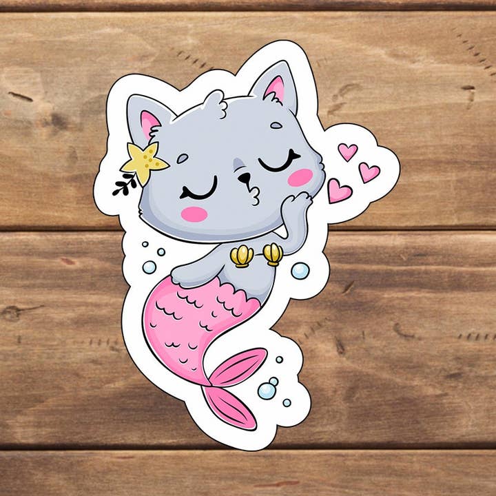 MERMAID CAT 1 Aufkleber für den Großhandel von C3DAR Design