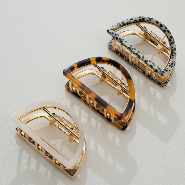 Adorro - Wholesale Hair Clip - Women's - Rosalie Core Classic Half Moon Metal Claw Clip - Small8