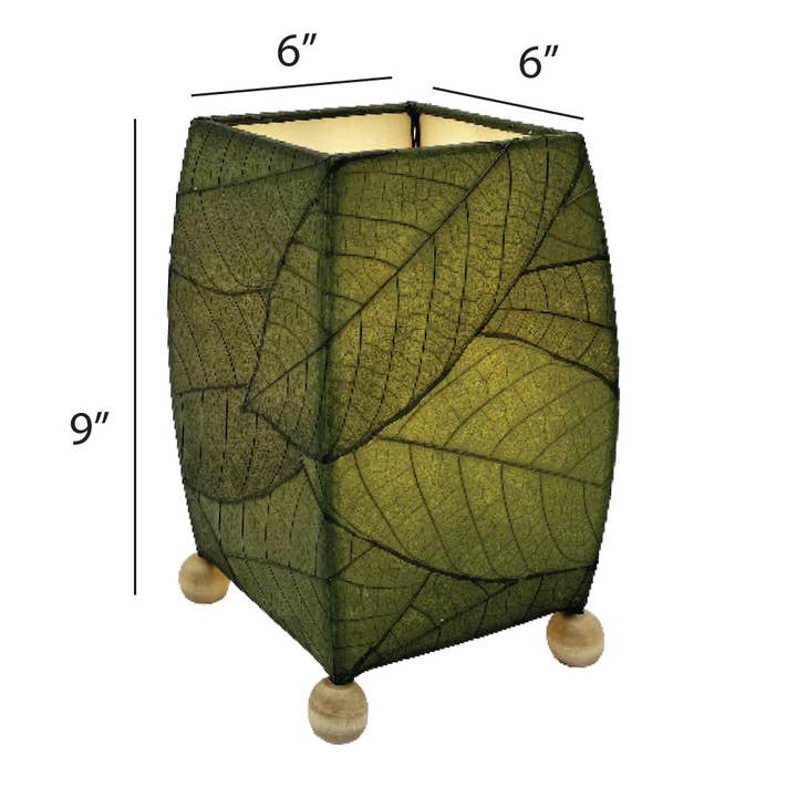 Eangee Home Design - Wholesale Accent/Desk Lamp - Mini Square Cocoa Leaf Lamp Green, Shade Real Leaves3