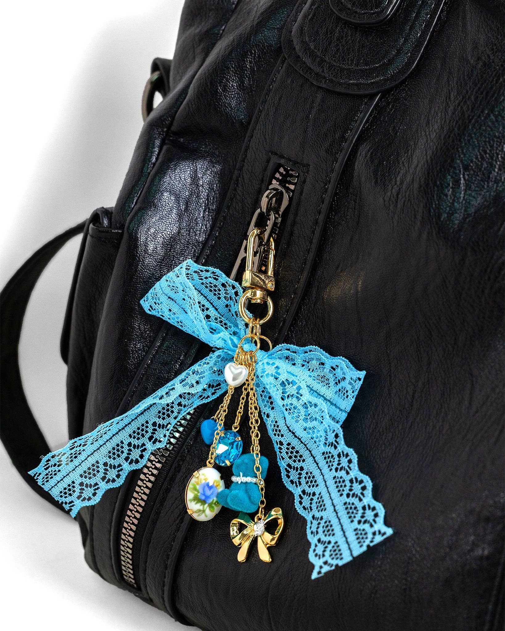 Sessori - Wholesale Purse/Bag Accessory - Women's - Blue Lace Bow Bear Rose Bag Charrm2