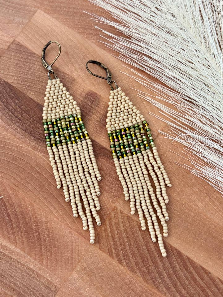 Golden Olive Beaded Earrings for wholesale by Made by Melissa