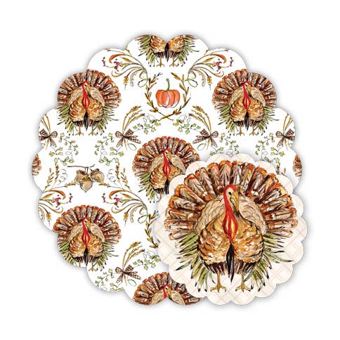 Standing Turkey with Fall Foliage Pattern Doiley Set for wholesale by RosanneBeck Collections
