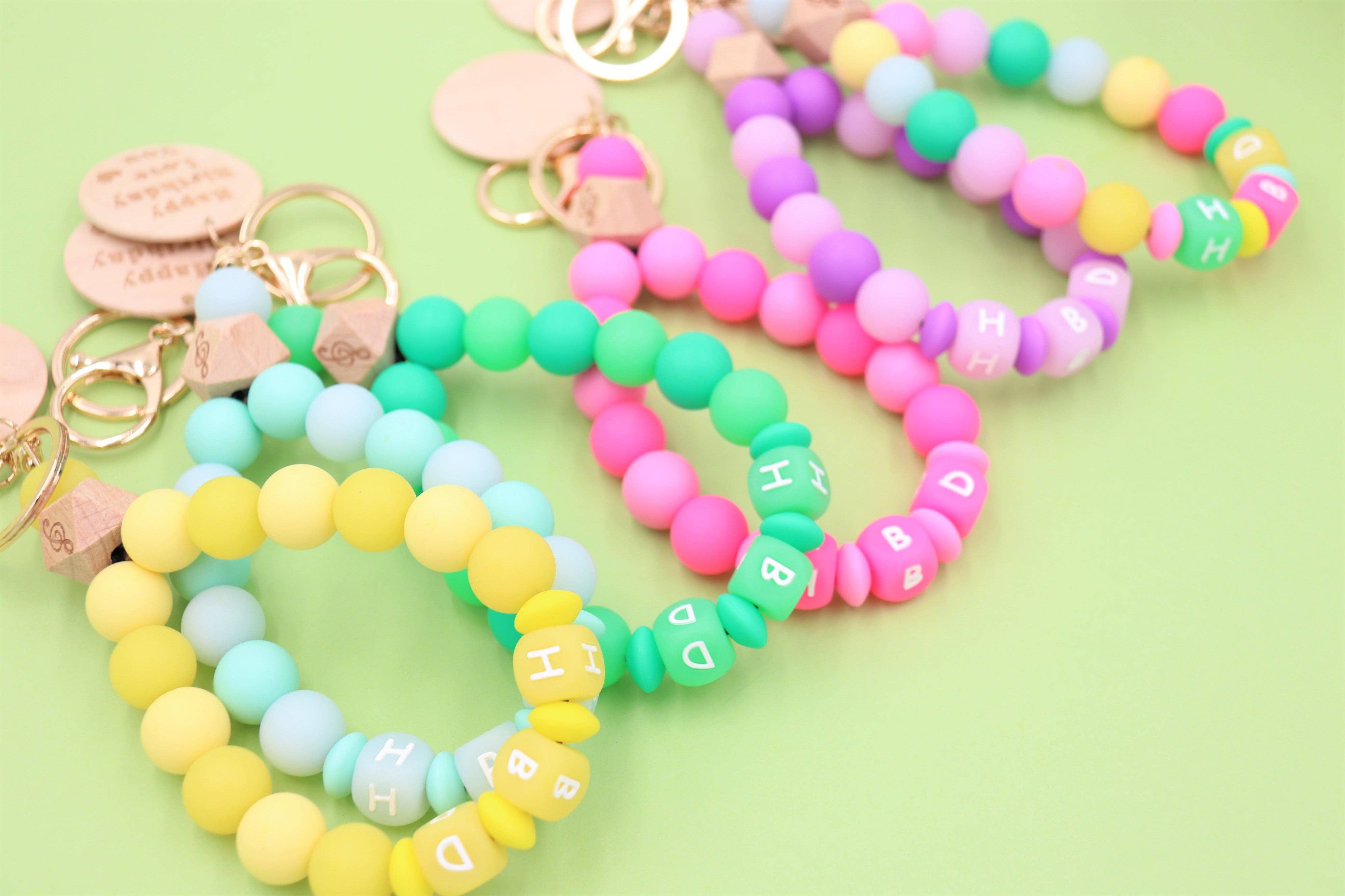 Sparkle Being - Wholesale Keychain Bracelet - Silicone Beaded Wristlet - Glitter Bangle Keychain9