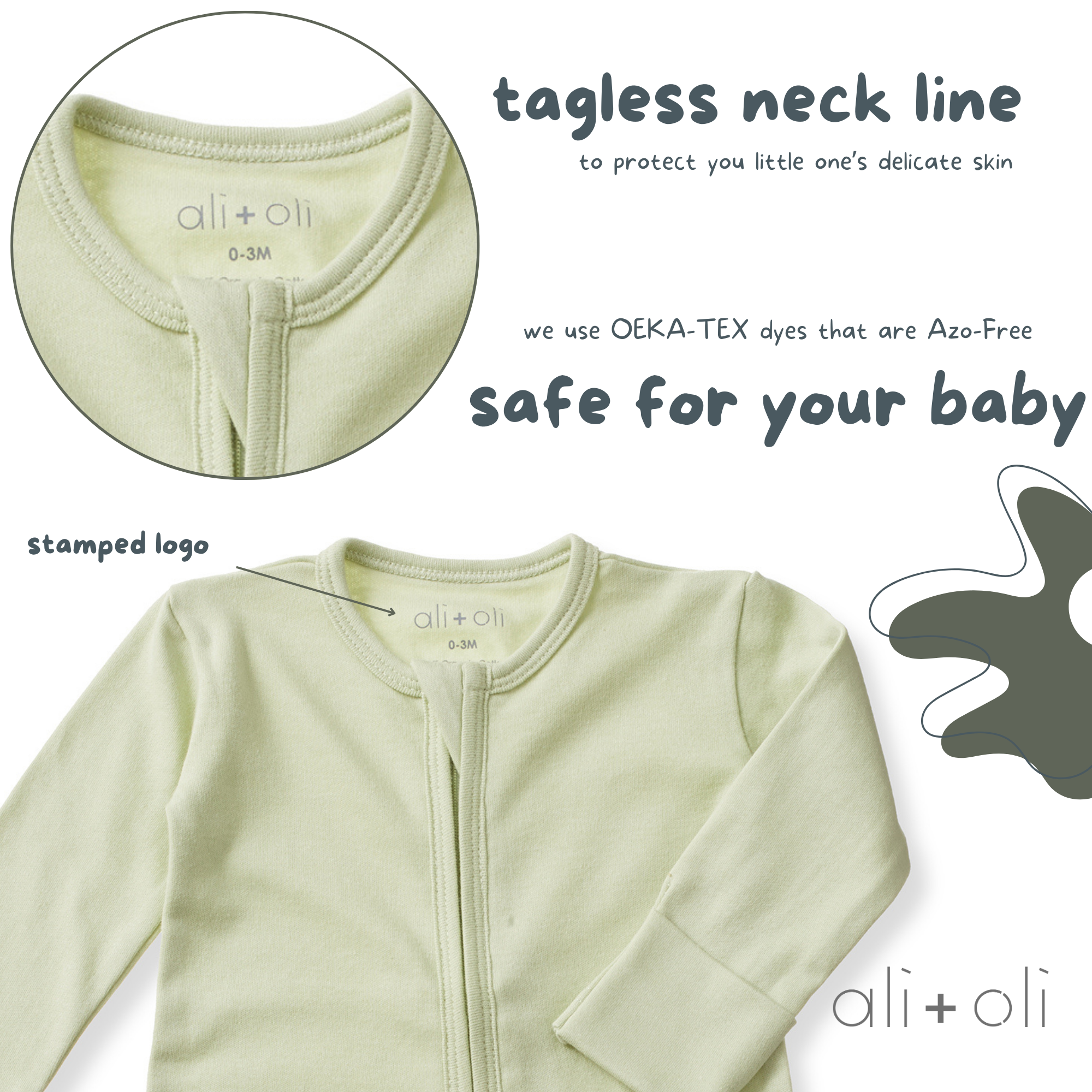 Ali+Oli - Wholesale Clothing Set - Baby - Baby Footie 2-Way Zipper – Organic Cotton Lounge Wear6