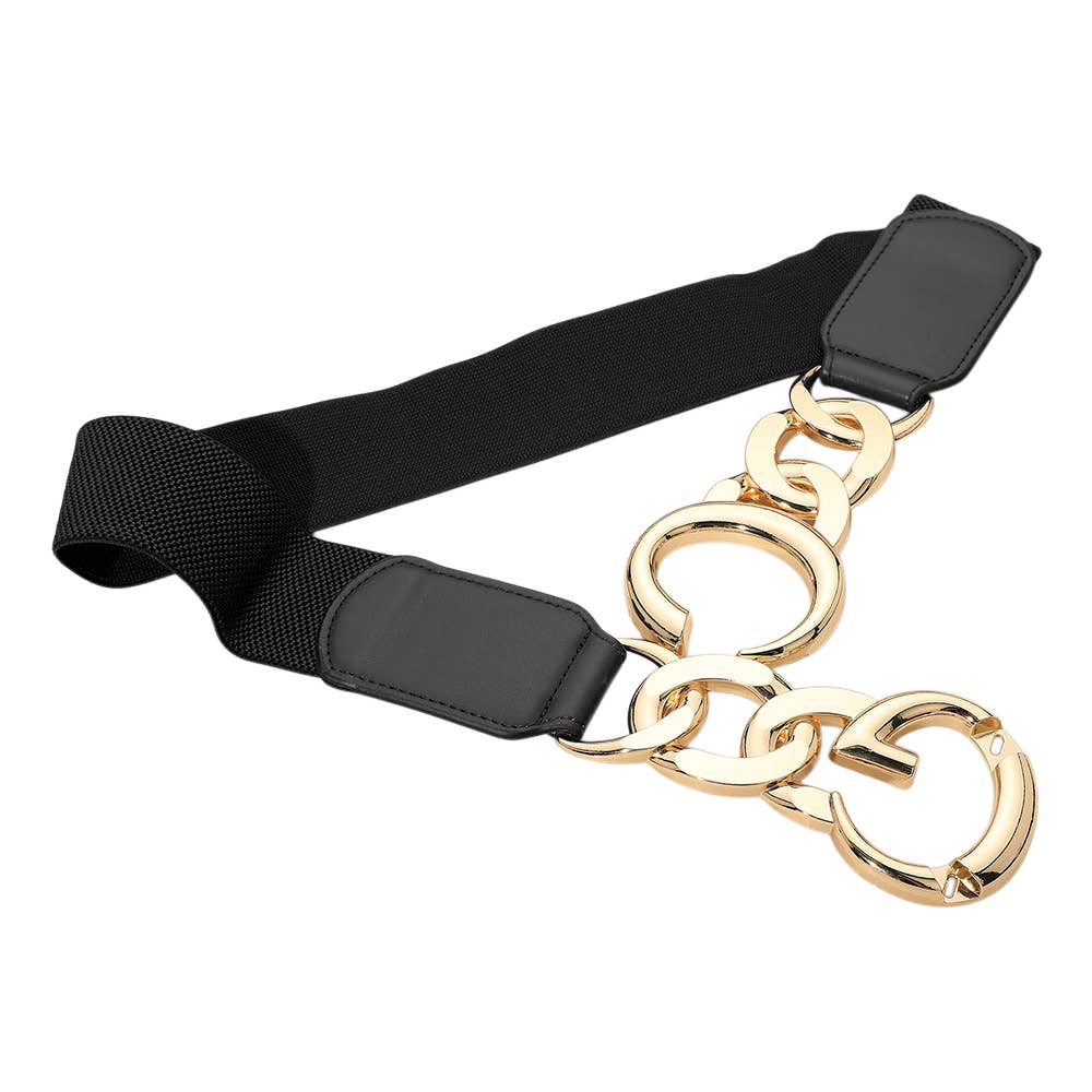 Sensibling Corp. - Venta al por mayor Cinturón - Mujer - Cinturón elástico con hebilla de cadena de doble anillo metálico.11