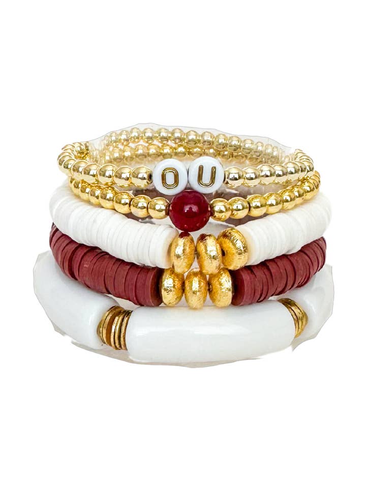 Pile cramoisie et blanche pour la vente par Coco's Beads and Co