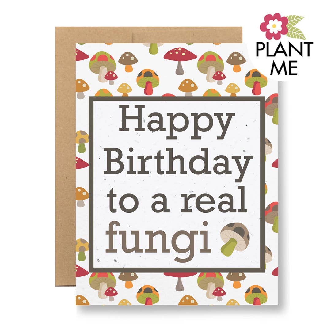 Seedy Cards - Vente Cartes d'anniversaire - Carte de vœux en papier de graines recyclé fait main - ...un vrai champignon0