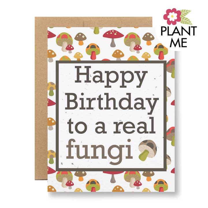 Seedy Cards - Vente Cartes d'anniversaire - Carte de vœux en papier de graines recyclé fait main - ...un vrai champignon
