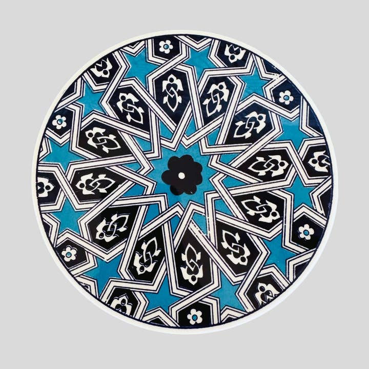 6.5" Ceramic Trivet - Turquoise Star Lattice for wholesale by Guzel Handcrafts