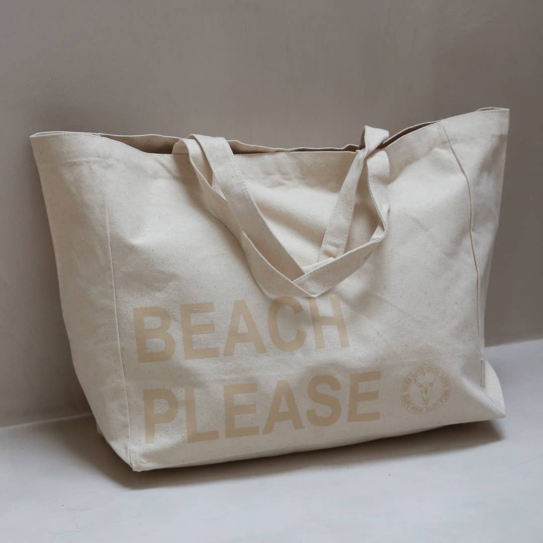 Love Ibiza - Venta al por mayor Bolsa de playa - Bolsa de playa de lona beach please beige1
