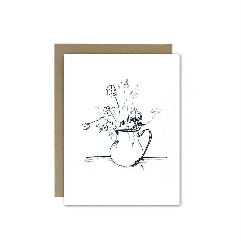 Chloe & Helen - Wholesale Everyday Greeting Card - Greeting Card --- B&W Linework Flowers