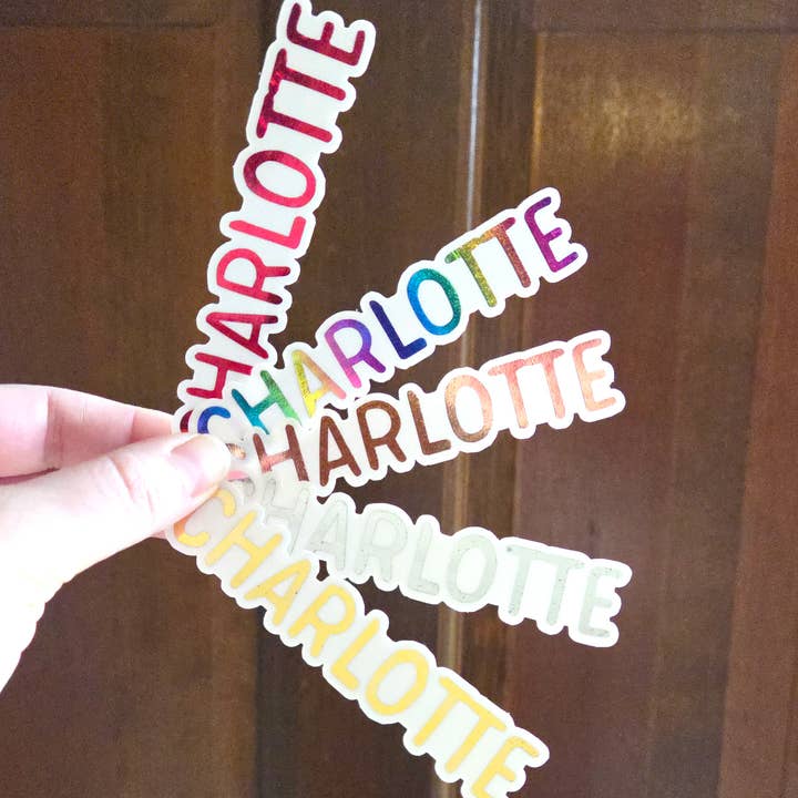 Charlotte Clear Autocollant Métallisé pour la vente par Lucky Dog Design Co.