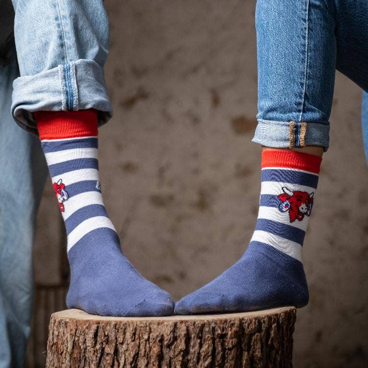 Den franske ko La French Vache blå sokker for engroshandel på Faire2