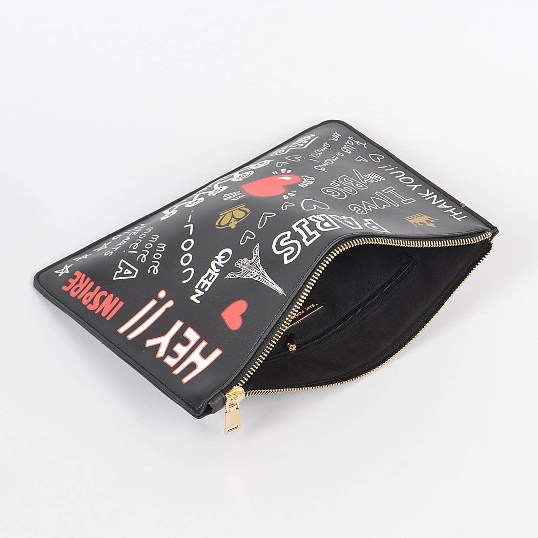 Black Paris Graffiti Pouch for wholesale on Faire3