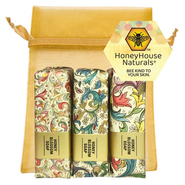 Honey House Naturals - Wholesale Soap Set - 3 Bar Soap Gift Set - Florentine Paper Wrapped Soaps3