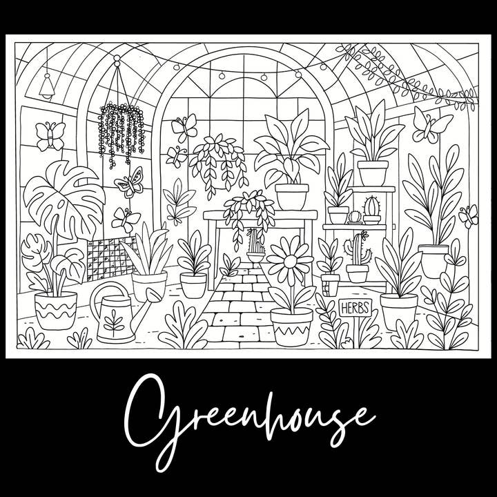 Greenhouse – Giant Coloring Page (24x36") for wholesale by Tons of Hues