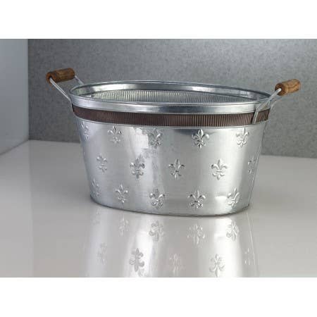 India Handicrafts Inc - Wholesale Ice Bucket - Copper Band Tub with Fleur de Lis Design1