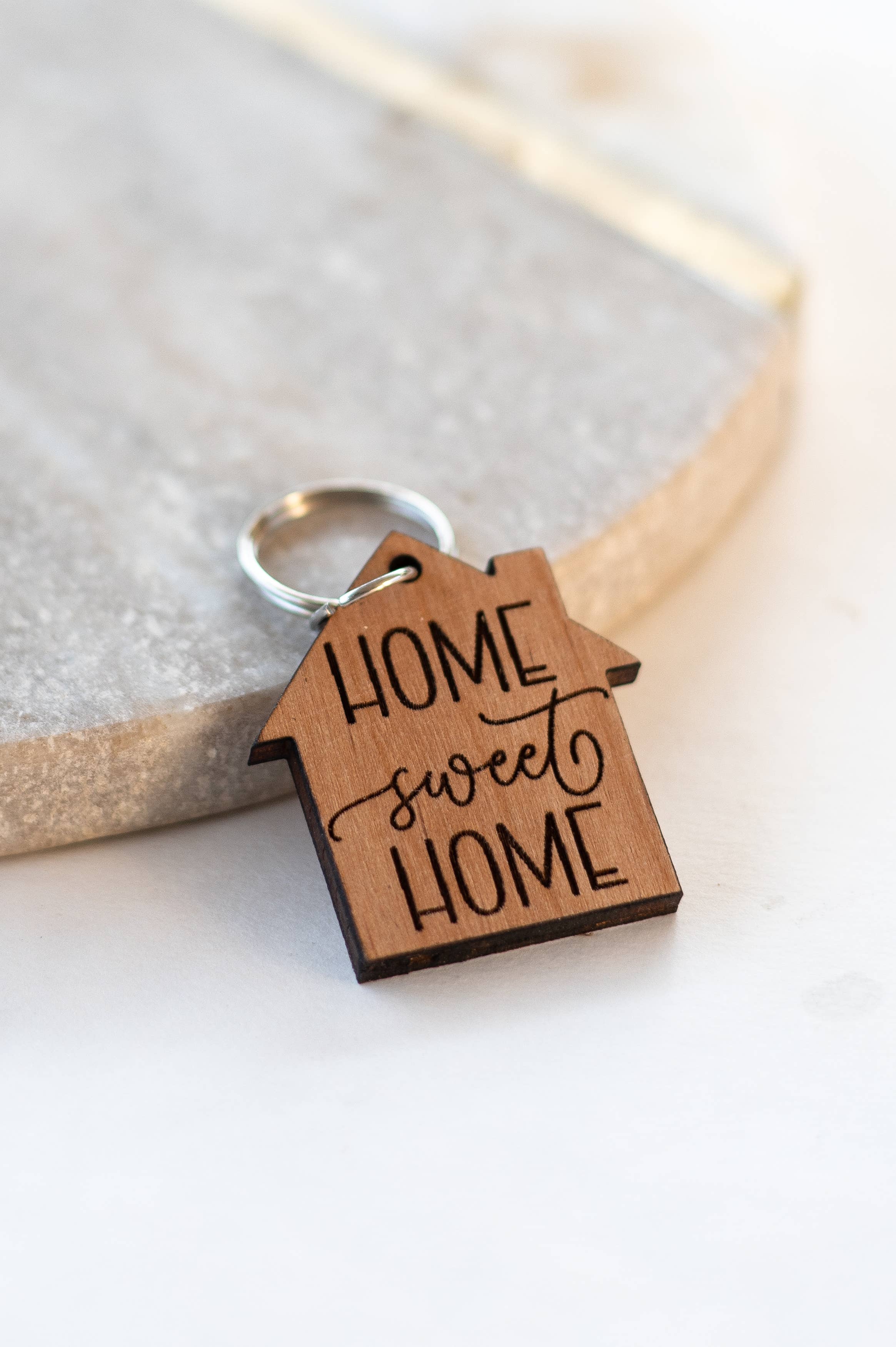 Reece Design Works - Wholesale Keychain - Unisex - Home Sweet Home Wood Keychain, House Keychain