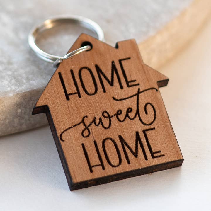 Home Sweet Home Holz Schlüsselbund, Haus Schlüsselbund für den Großhandel von Reece Design Works