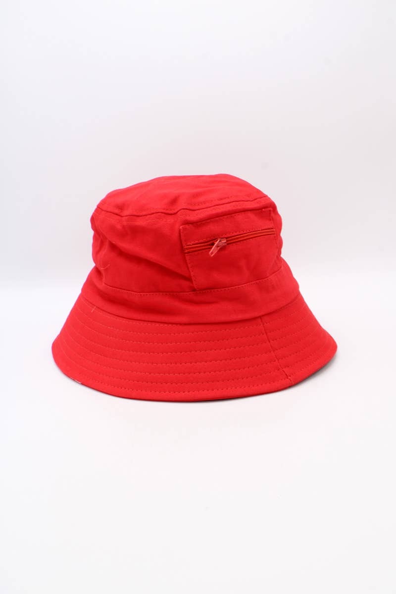 Hologramme Paris - Wholesale Bucket Hat - Unisex - Plain Cotton Classic Bucket Hat with Zip0
