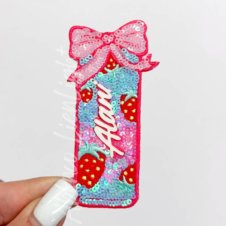 ABLNco - Wholesale Patch - Small Alani Strawberry Energy Drink Sequin Patch0