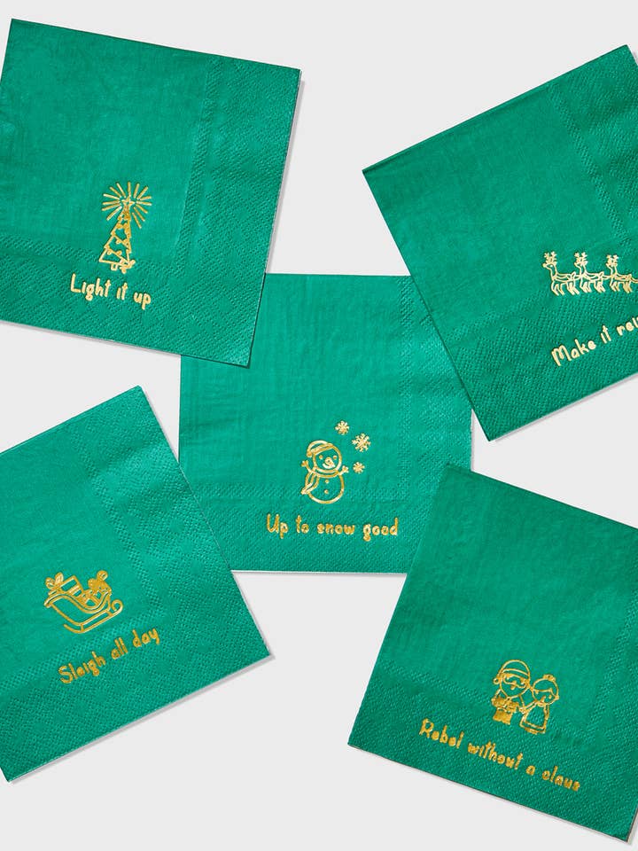 Holiday Cheer Cocktail Napkins (25 per pack) for wholesale by Coterie Party Supplies