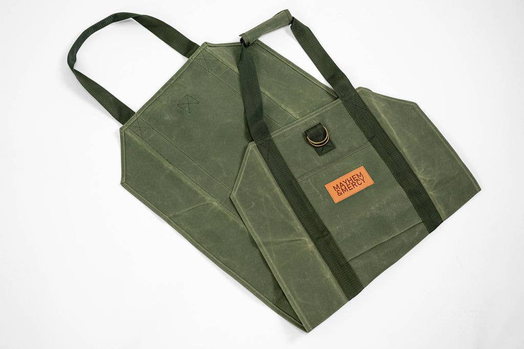 Mayhem & Mercy - Wholesale Storage Bin - Premium Waxed Canvas Firewood Sling Tote Wood Log Carrier7